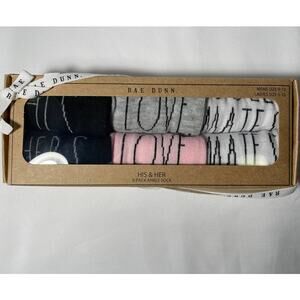 Rae Dunn 6 Pack Multicolor Ankle Socks His Hers Love Soul Mate M 9-13 L 5-10